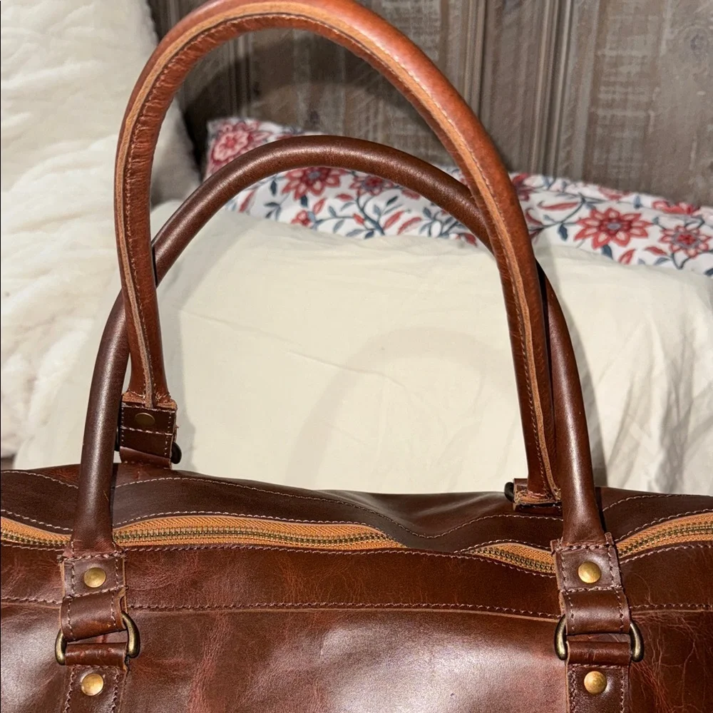 MAHI Leather Weekender Duffle Bag – Brown – NWT